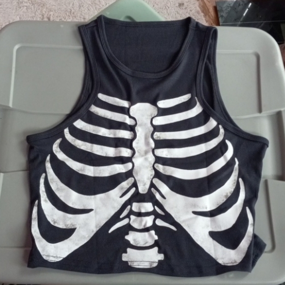 Rad skeleton ribcage cropped tank top! NWOT! Stretchy! Only black shade atm - Picture 7 of 7